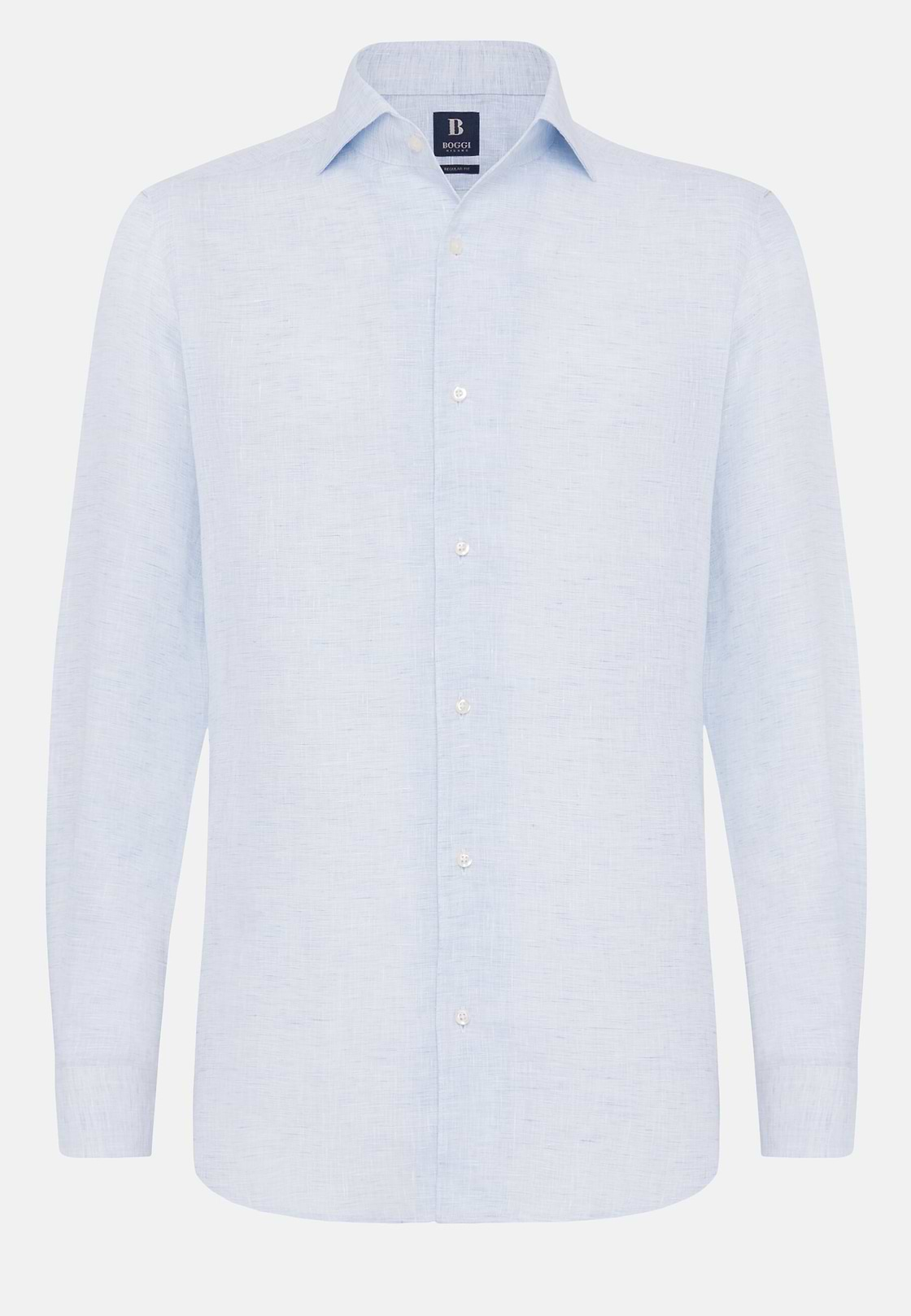 Regular Fit Sky Blue Linen Shirt, Light Blue, hi-res