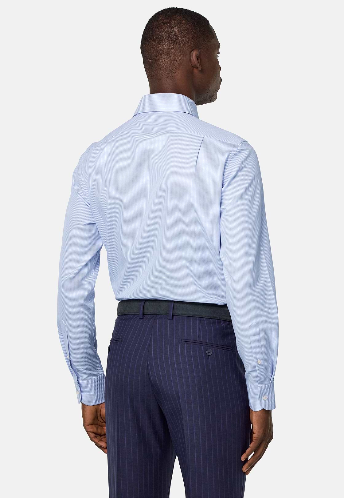 Chemise À Rayures En Coton Regular Fit, Bleu clair, hi-res