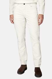 Jeans aus elastischem Samt, Creme, hi-res