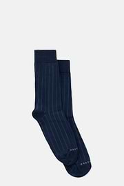 Short Socks Pinstripe Cotton Blend, Navy blue, thumb, 2
