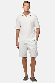 Cotton Bermuda Shorts, White, hi-res