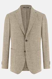 Micro Textured Jacket in Wool and Silk, Beige, thumb, 5
