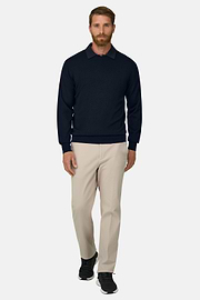 Rundhalspullover aus extrafeiner Merinowolle, Navy blau, thumb, 2