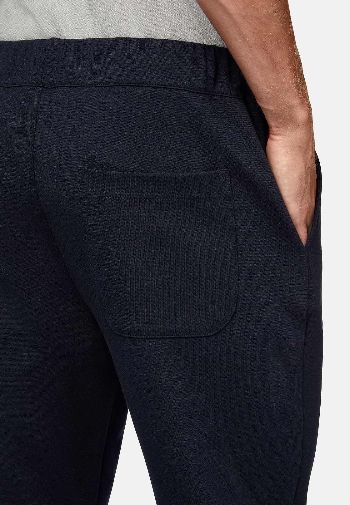 Pantaloni In Interlock Misto Cotone, Navy, hi-res