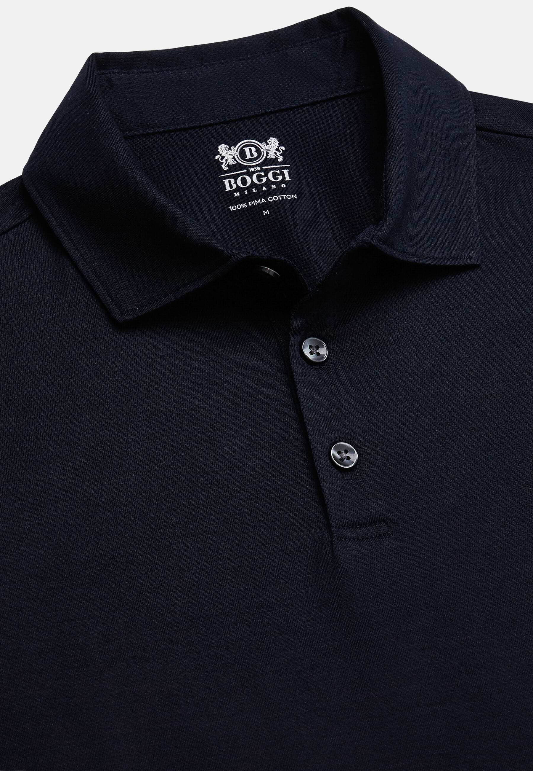 Men s Long Sleeved Regular Fit Polo Shirt In Pima Cotton Jersey Boggi Milano
