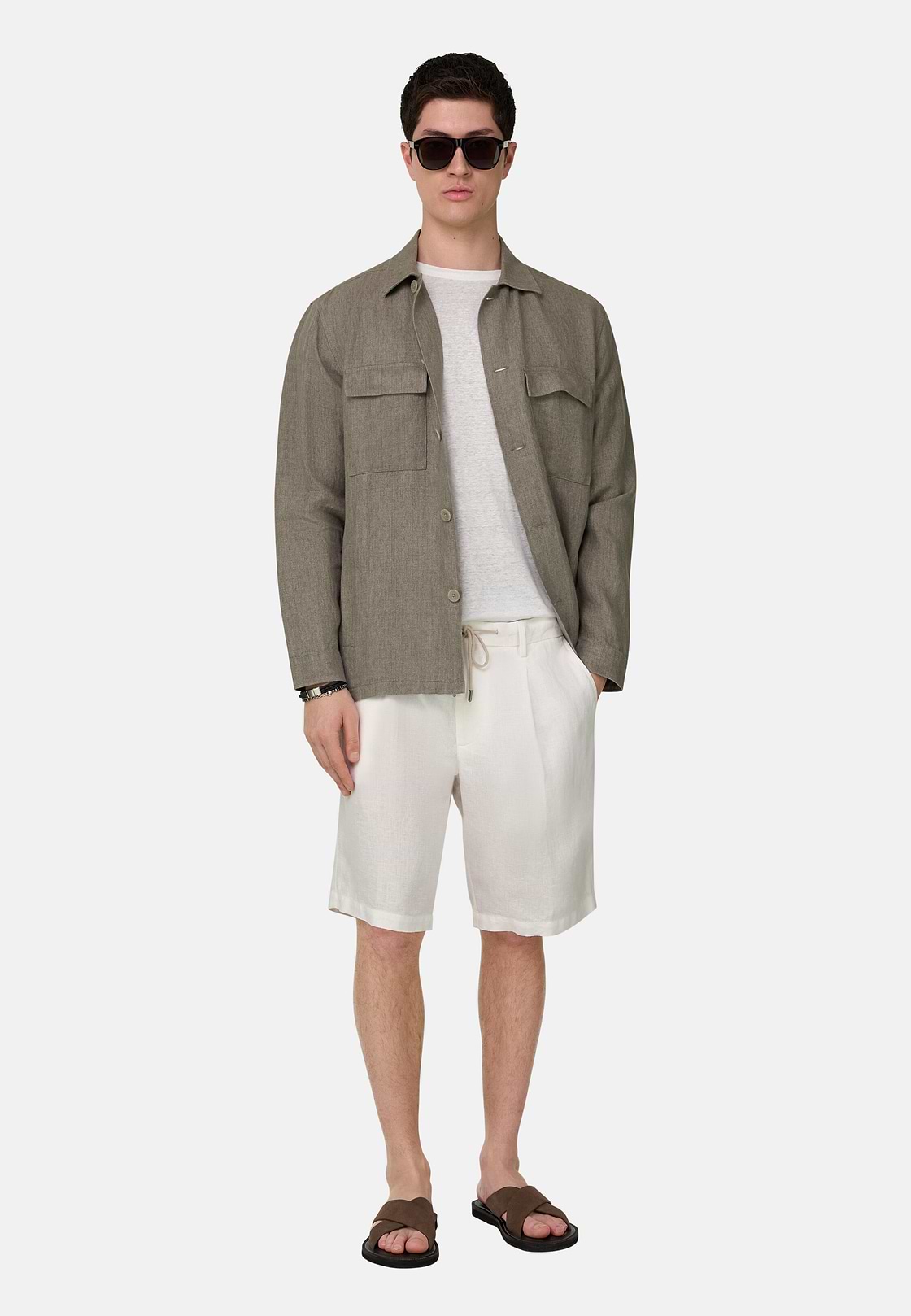 Link Shirt Jacket in Pure Washed Linen, Light Green, hi-res, 2