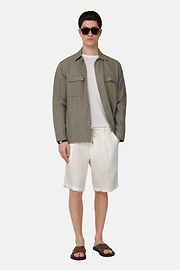 Link Shirt Jacket in Pure Washed Linen, Light Green, thumb, 2