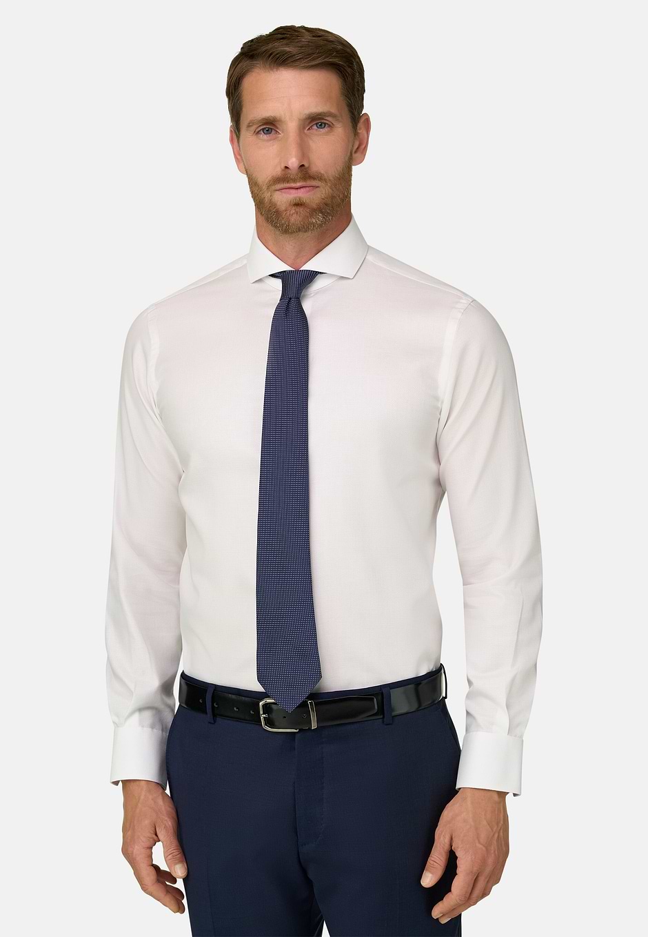 Camicia In Cotone Slim Fit, Bianco, hi-res