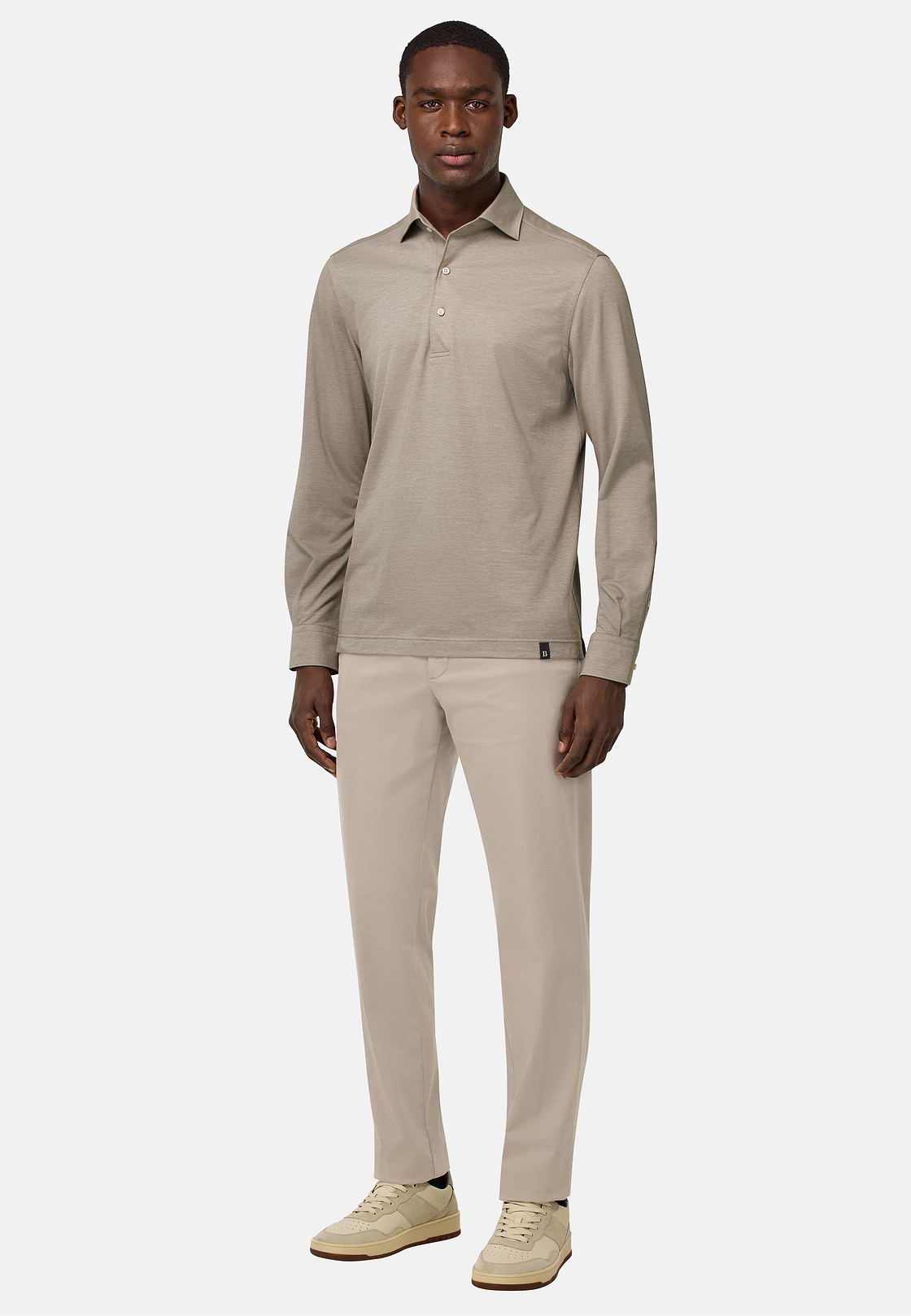 Pantaloni In Cotone Tencel Elasticizzato, Taupe, hi-res