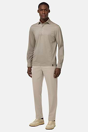 Pantaloni In Cotone Tencel Elasticizzato, Taupe, hi-res