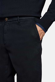 Stretch Cotton Trousers, Navy blue, hi-res