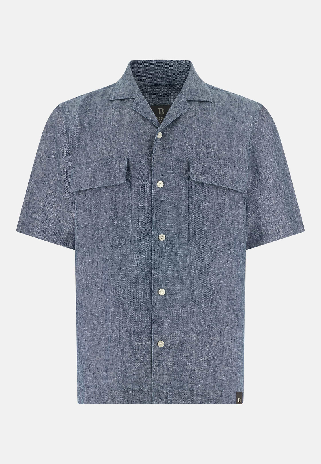 Camicia In Denim Di Lino Cotone, Blu, hi-res, 6