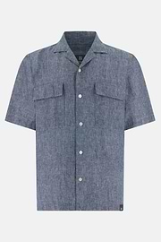 Camicia In Denim Di Lino Cotone, Blu, thumb, 6