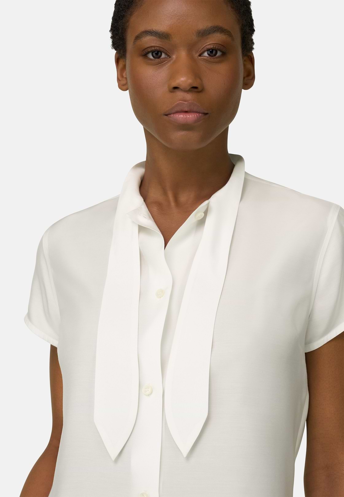 Regular Fit Viscose Silk Blend Shirt, Cream, hi-res, 4
