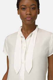 Regular Fit Viscose Silk Blend Shirt, Cream, thumb, 4