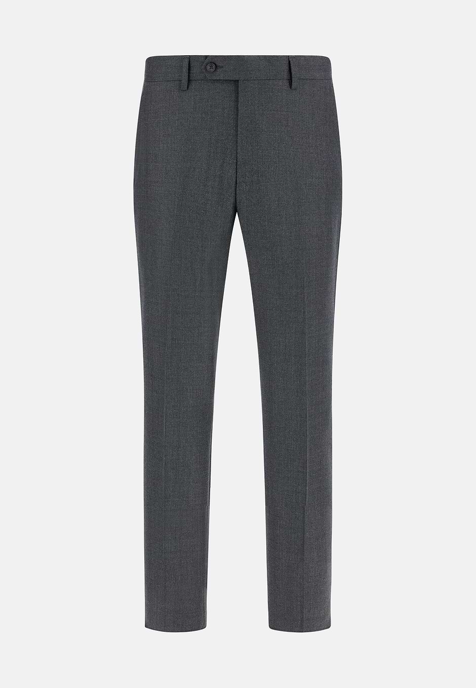 Pure Wool Bird's Eye Trousers, Medium grey, hi-res