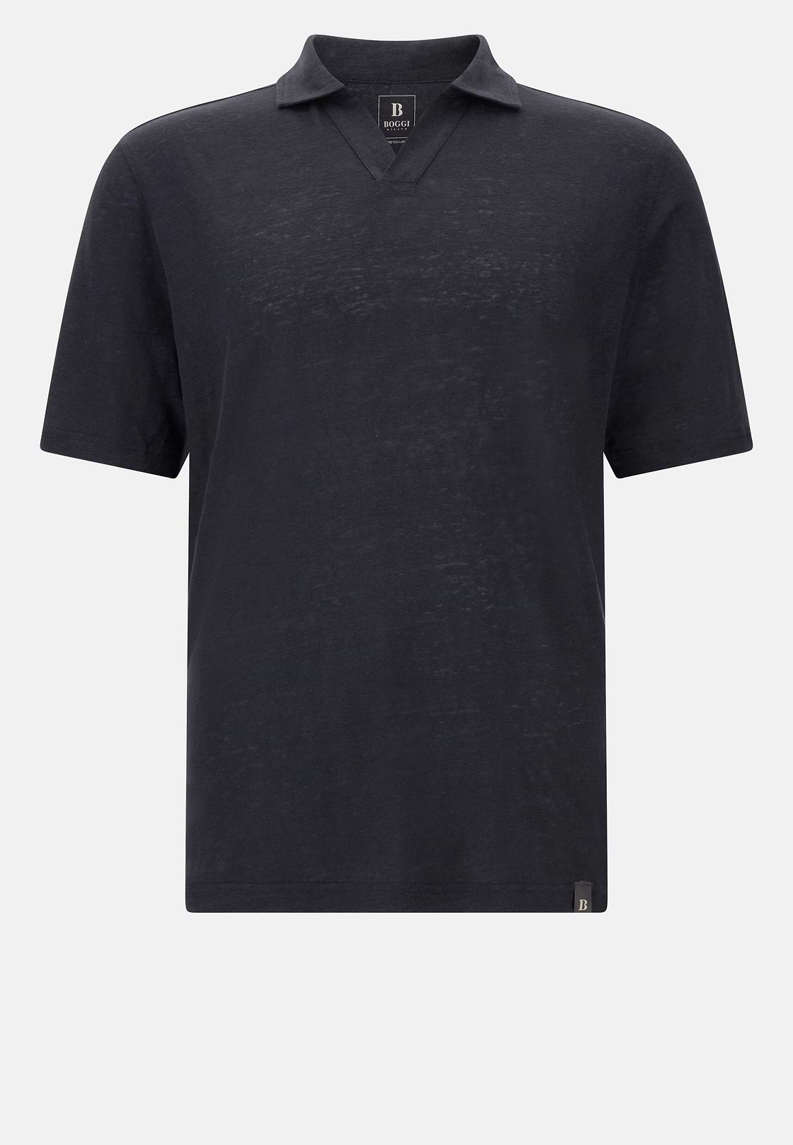 Stretch Linen Jersey Polo Shirt, DARK NAVY, hi-res