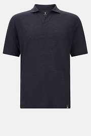 Stretch Linen Jersey Polo Shirt, DARK NAVY, hi-res