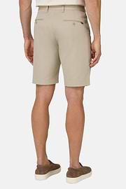 Stretch Cotton and Tencel Bermuda Shorts, Sand, hi-res