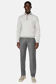Grey Cashmere Half Zip Jumper, Grey, hi-res