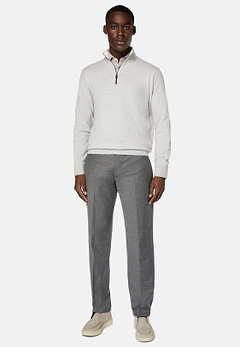 Grey Cashmere Half Zip Jumper
