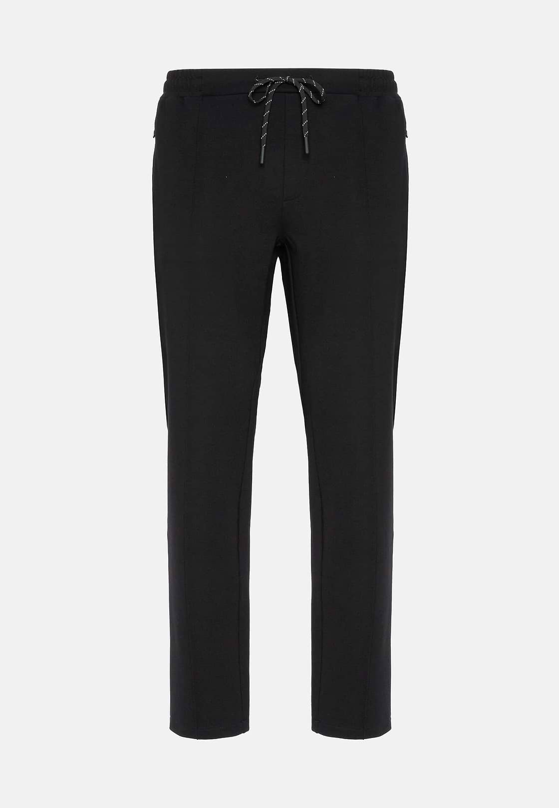 Stretch Interlock Technical Fabric Trousers, Black, hi-res