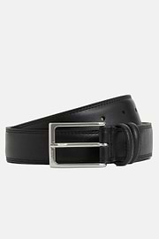 Ceinture En Cuir Foulonné Avec Coutures, Noir, hi-res