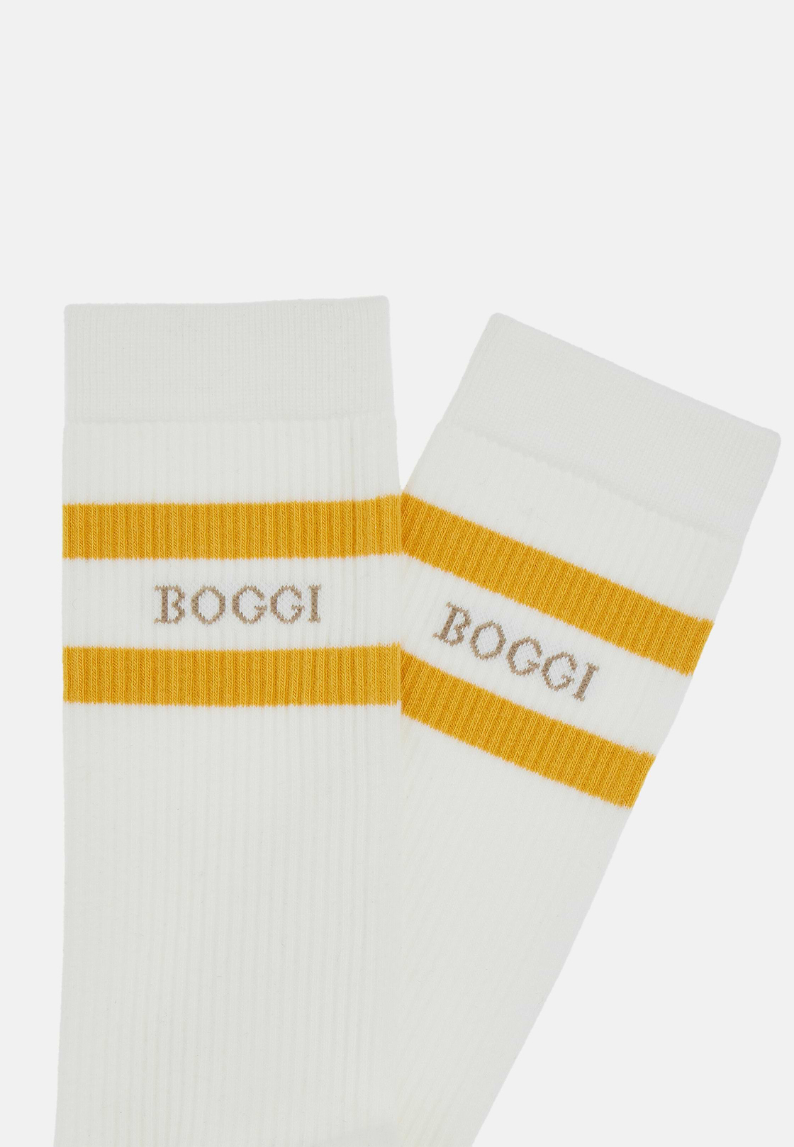 Gestreifte Socken Mit Logo Aus Baumwollgemisch, Weiß, hi-res