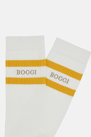Gestreifte Socken Mit Logo Aus Baumwollgemisch, Weiß, hi-res