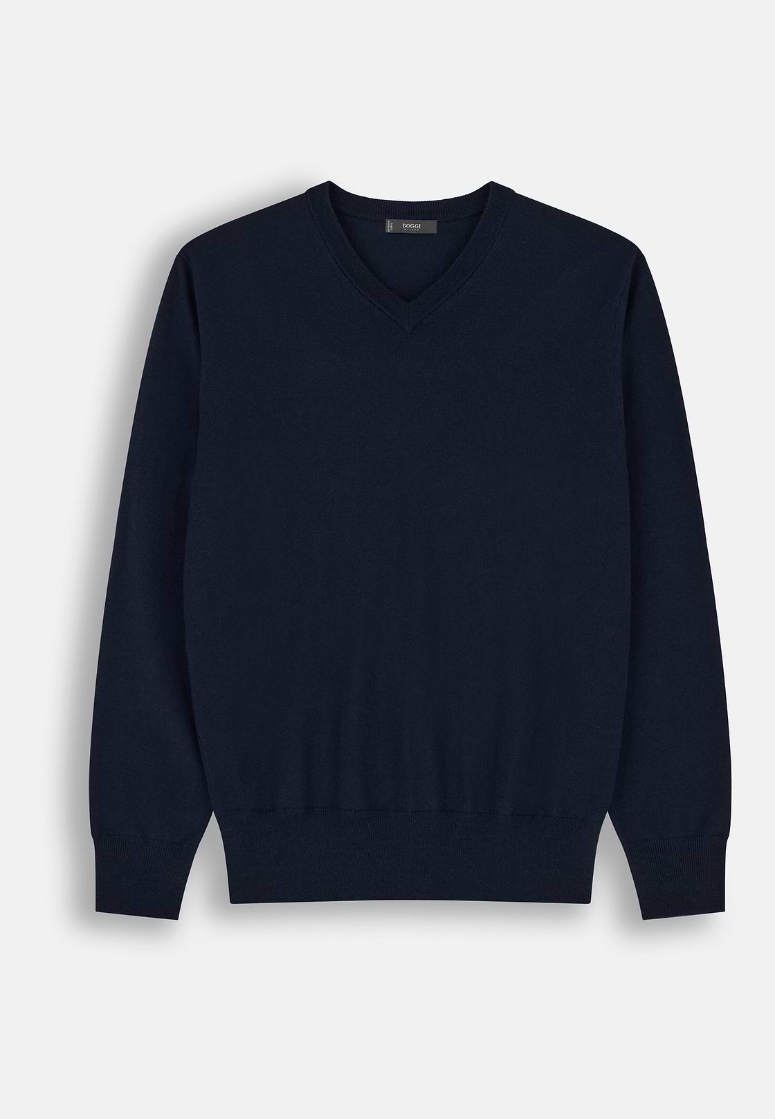 Pullover mit V-Ausschnitt aus extrafeiner Merinowolle, Navy blau, hi-res, 5