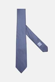 Printed Silk Ceremony Tie, Navy blue, hi-res