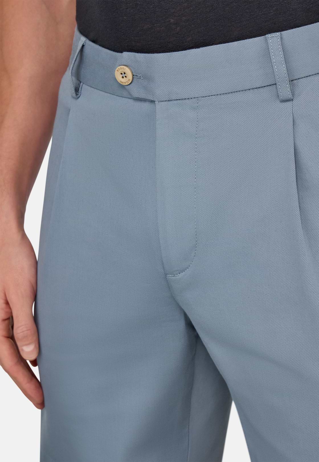 Stretch Cotton and Tencel Bermuda Shorts, Indigo, hi-res