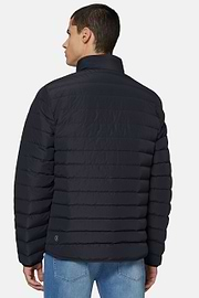 Quilted Nylon Real Down Bomber Style Sempione, Navy blue, hi-res