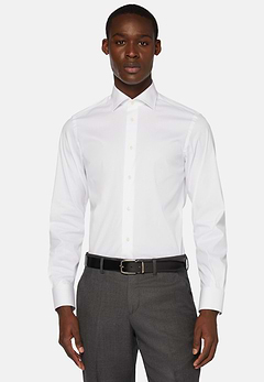 Camicia Bianca In Cotone Elasticizzato Slim Fit