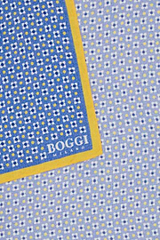 Pochette Motivo Floreale In Seta, Azzurro, hi-res