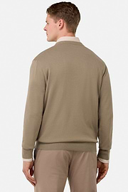 Cotton Crew Neck Jumper, Taupe, hi-res