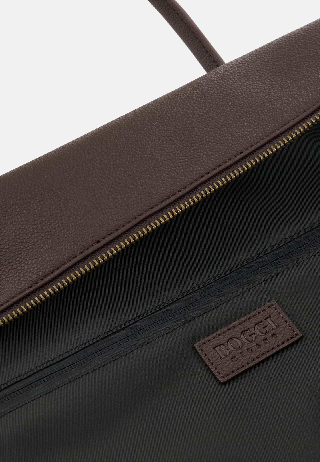 Duffle Bag in Leather-Effect Fabric, Dark brown, hi-res, 5