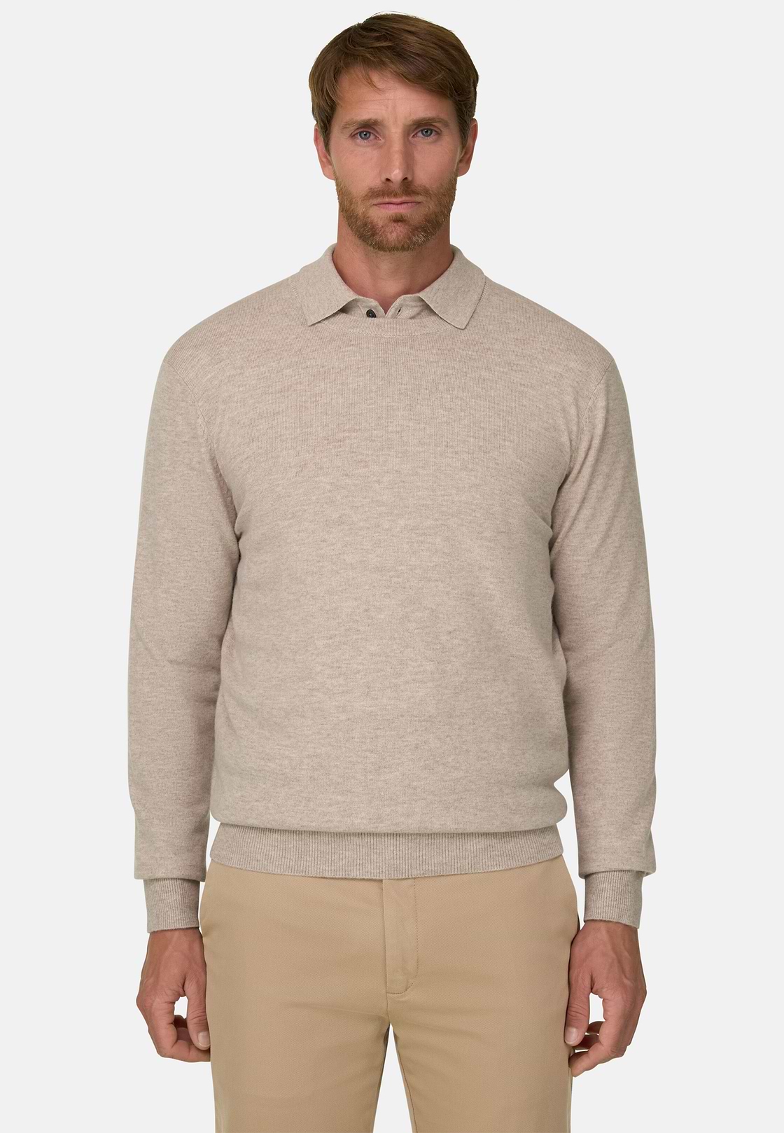 Pullover Rundhalspullover aus Cashmere-Mischgewebe, Taupe, hi-res, 1