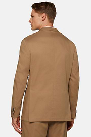 Hazelnut Colour Diagonal Jacket In Stretch Cotton, Hazelnut, hi-res