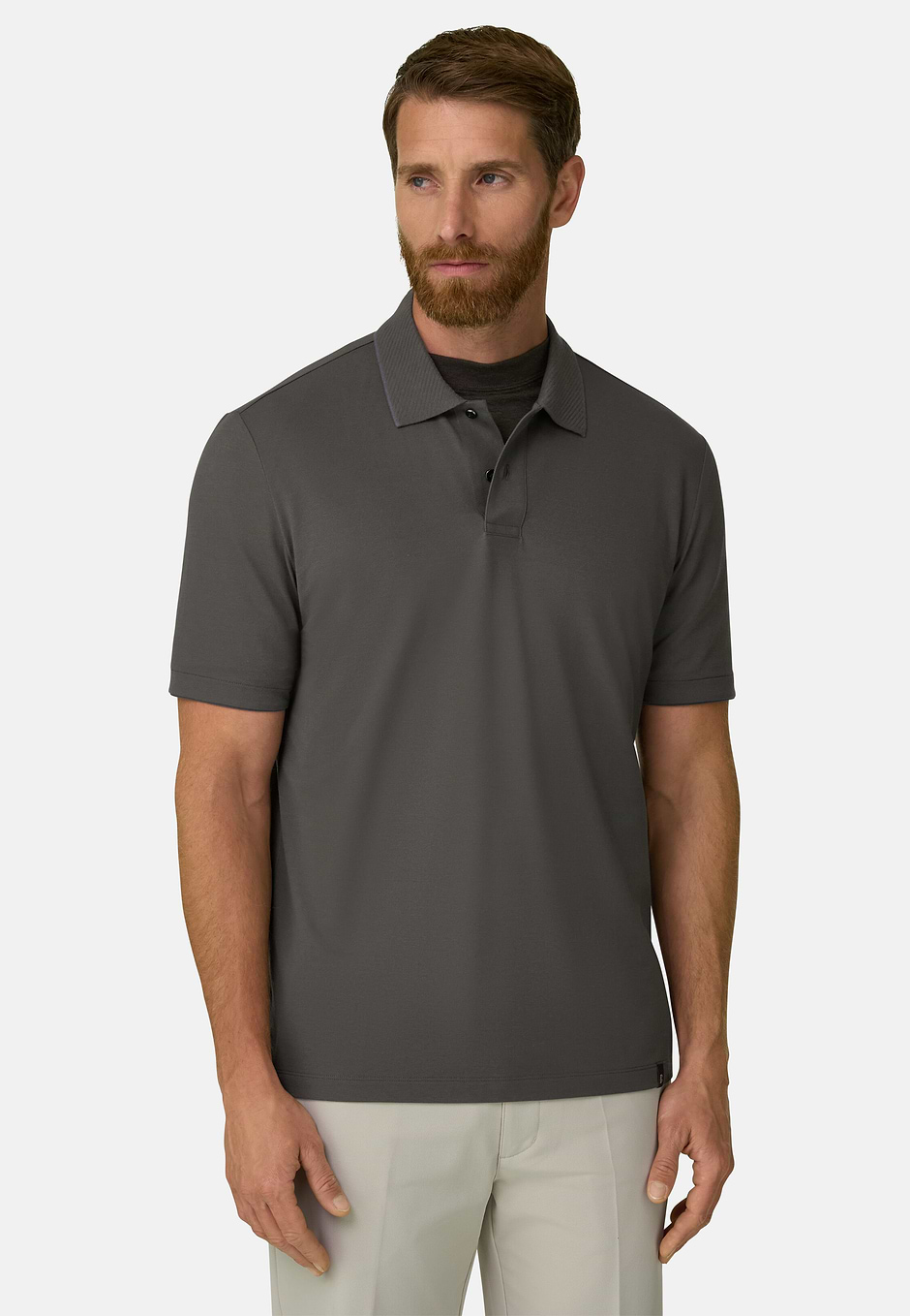 Polo in Stretch Cotton Blend Piqué Cool Jade-Fresh, Military Green, hi-res