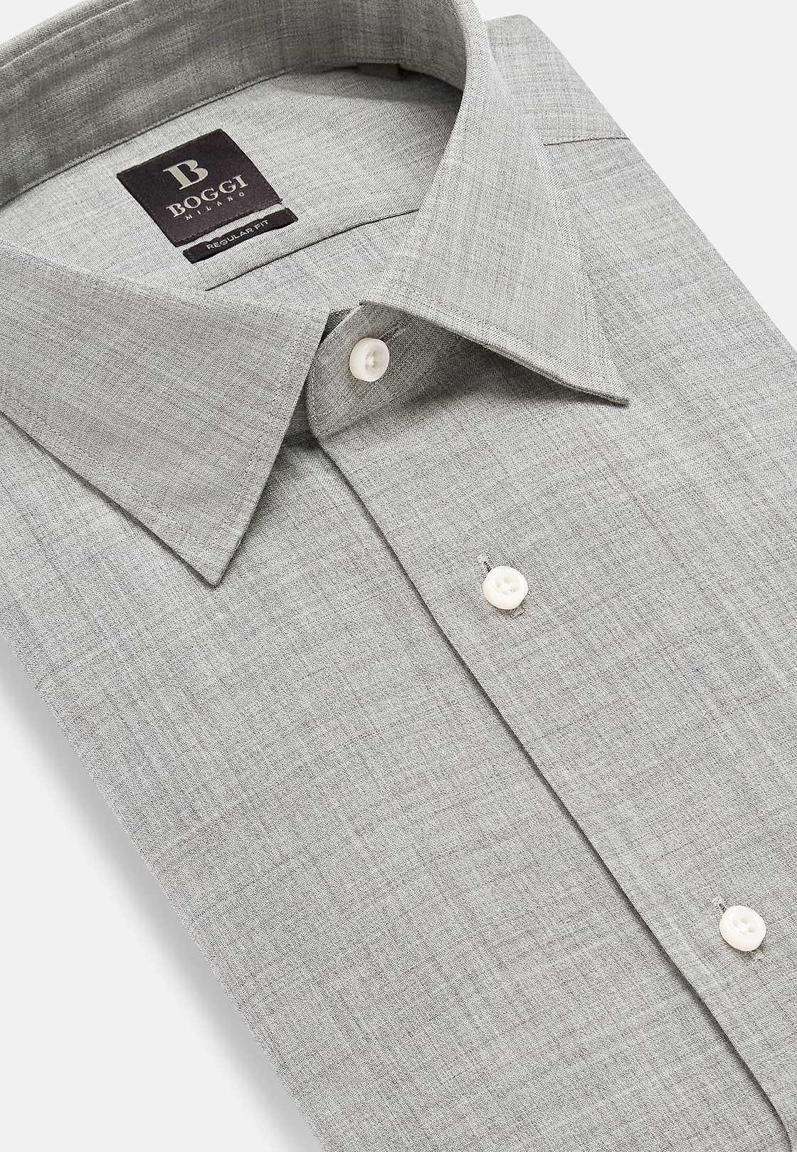 Camisa De Lana Regular Fit, Gris, hi-res