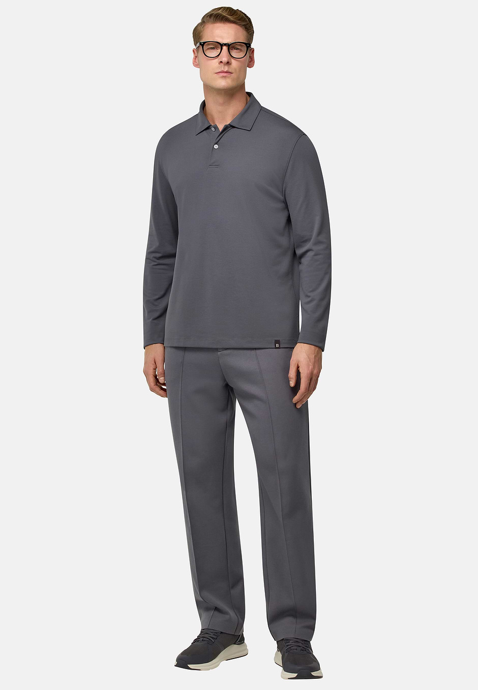 S.Cafè® High-Performance Piqué Polo Shirt, Charcoal, hi-res