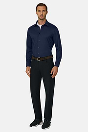 Polohemd aus japanischem Jersey-Twill Regular Fit, Navy blau, thumb, 2