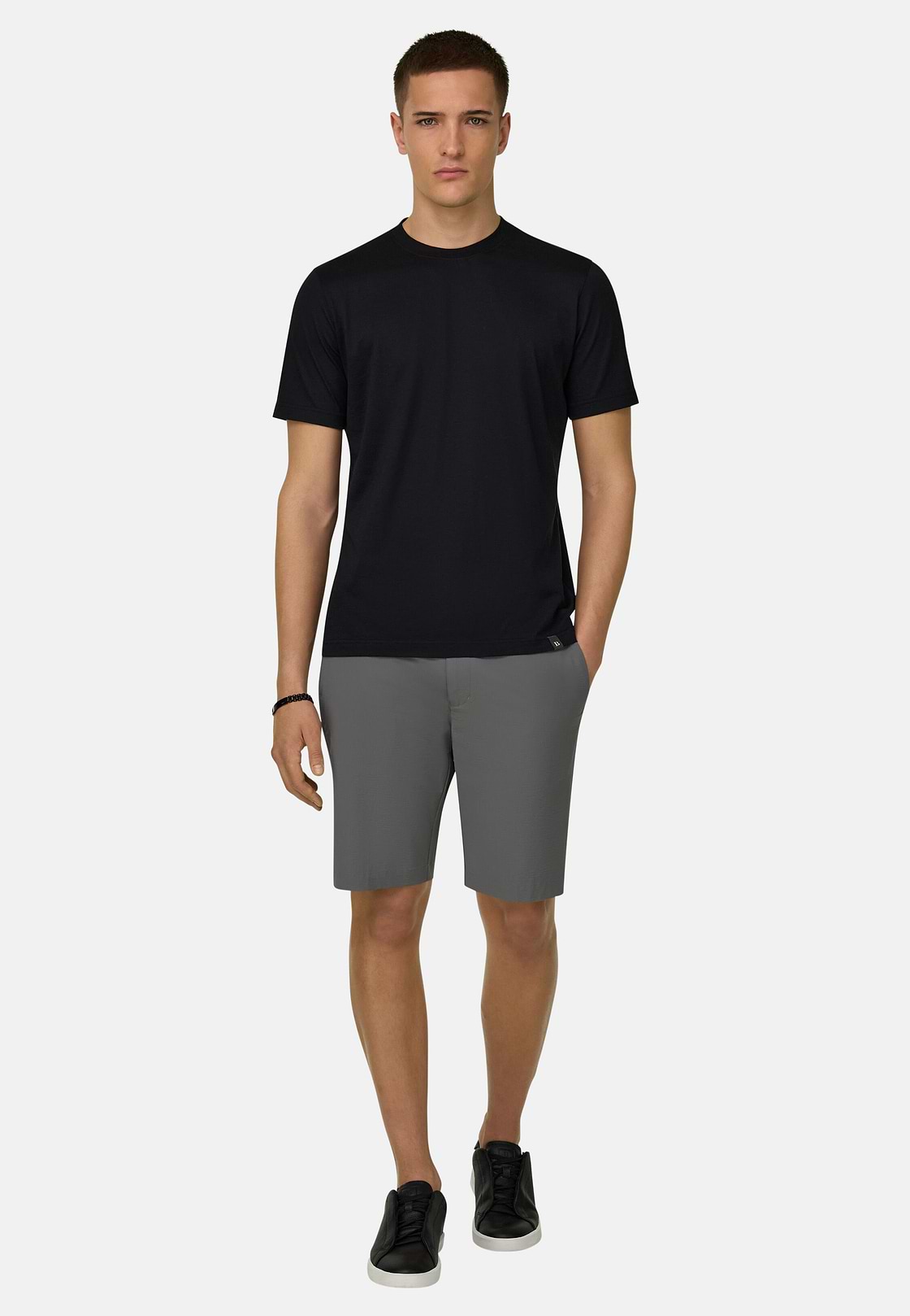 Bermudashorts aus elastischem Seerzucker-Nylon B Tech, Dunkelgrau, hi-res, 2