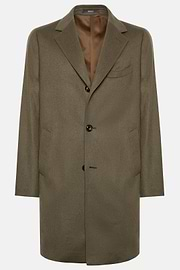 Single-breasted coat in pure cashmere., Military Green, hi-res