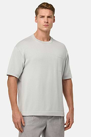 Pima Cotton Knitted T-Shirt, Ice, hi-res