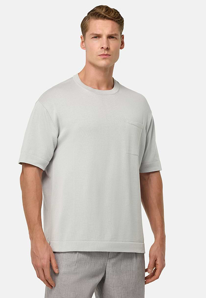 Pima Cotton Knitted T-Shirt, Ice, hi-res