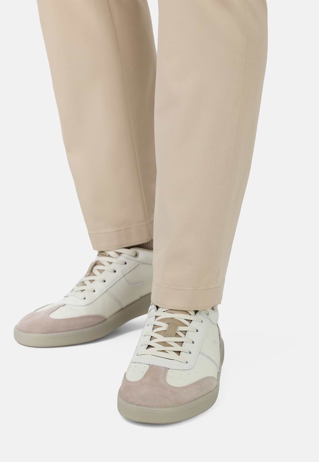 Sneakers In Pelle Bottalata, Crema, hi-res