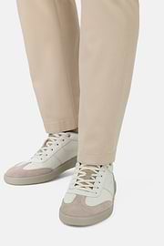 Sneakers In Pelle Bottalata, Crema, hi-res