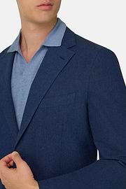 Giacca In Lino E Cotone Melange, Blu, thumb, 4